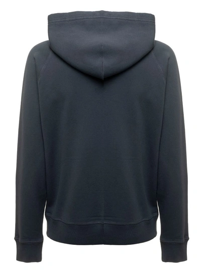 Shop Tom Ford Washed Blue Cotton Hoodie