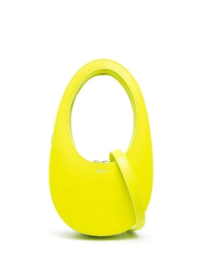 Shop Coperni Lime Monochrome Mini 'swipe' Bag With Oval Handle In Leather In Yellow
