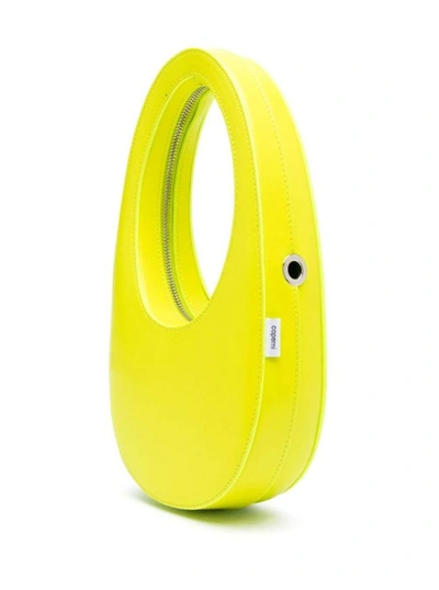 Shop Coperni Lime Monochrome Mini 'swipe' Bag With Oval Handle In Leather In Yellow