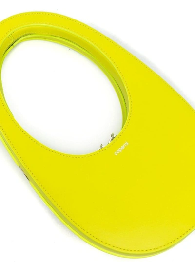 Shop Coperni Lime Monochrome Mini 'swipe' Bag With Oval Handle In Leather In Yellow