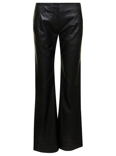 Shop Alberta Ferretti Black Flared Pants In Leather