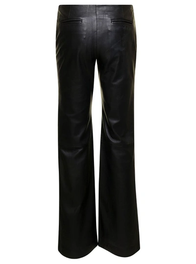 Shop Alberta Ferretti Black Flared Pants In Leather