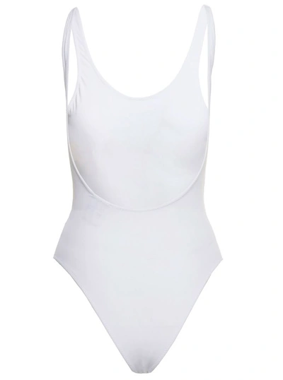 Shop Autry White Swimsuit With Logo In Polyamide