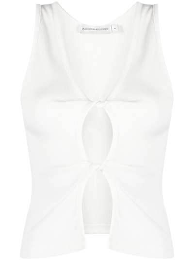 Shop Christopher Esber White Twist Cut-out Tank Top