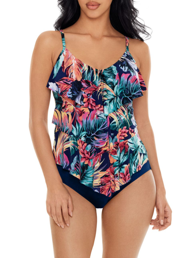 Shop Magicsuit Swim, Plus Size Women's Rita Tankini Top In Navy Multi