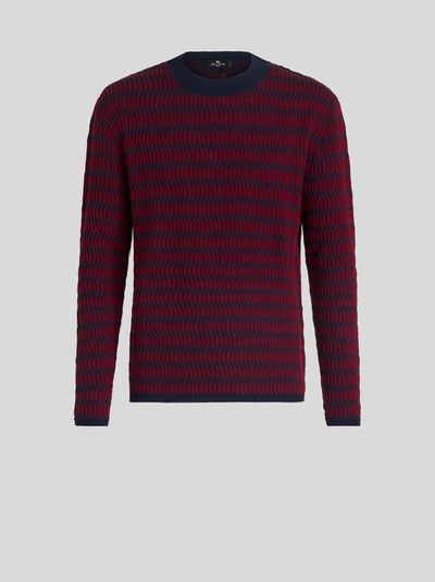 Shop Etro Wool Jacquard Sweater In Red