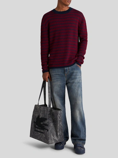 Shop Etro Wool Jacquard Sweater In Red