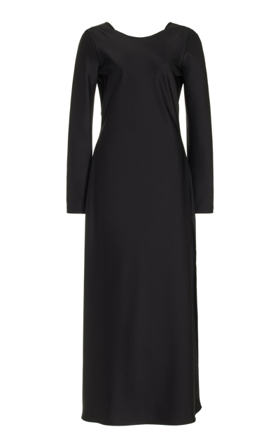 Shop Leset Barb Bias-cut Satin Maxi Dress In Black