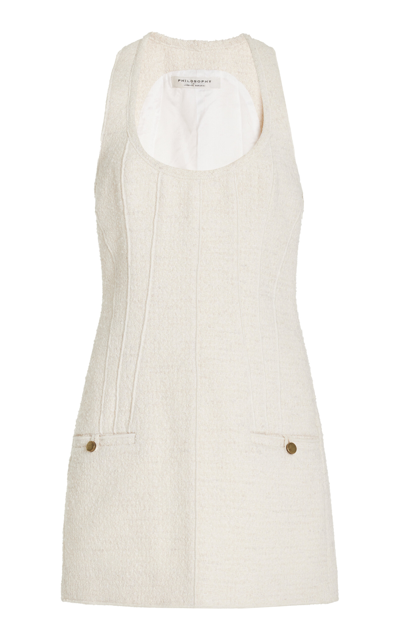 Shop Philosophy Di Lorenzo Serafini Boucle-tweed Mini Dress In Neutral