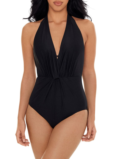 Shop Magicsuit Swim, Plus Size Women's Chromatique Joelle Gathered One-piece Swimsuit In Black