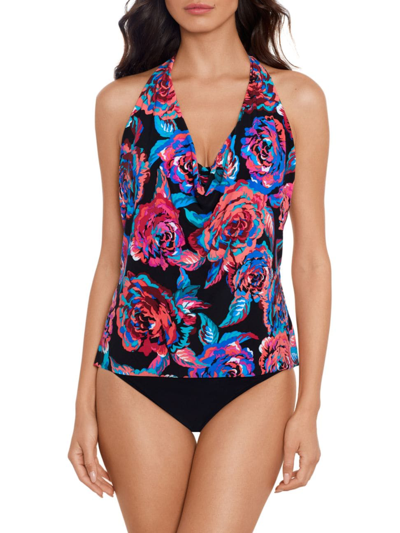 Shop Magicsuit Swim, Plus Size Women's Sonic Blooms Sophie Tankini Top In Black Multi
