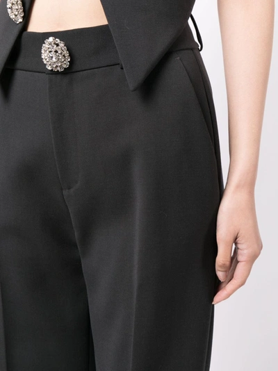 Shop Area Women Crystal Button Slit Trousers In Charcoal
