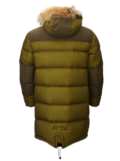 Shop Add Quilted Parka With Fur Men's Collar In Green