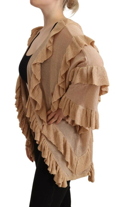 Aniye By Beige Ruffle Long Sleeves Open Front Cardigan Sweater In Beige