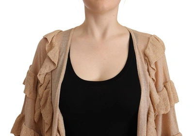 Aniye By Beige Ruffle Long Sleeves Open Front Cardigan Sweater In Beige