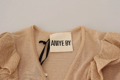 Aniye By Beige Ruffle Long Sleeves Open Front Cardigan Sweater In Beige