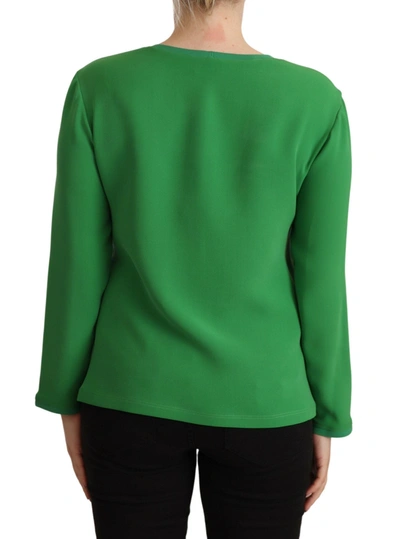 Shop Armani Collezioni Armani Elegant Silk Long Sleeve Sweater In Lush Women's Green