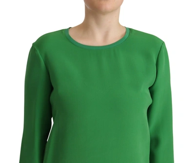 Shop Armani Collezioni Armani Elegant Silk Long Sleeve Sweater In Lush Women's Green