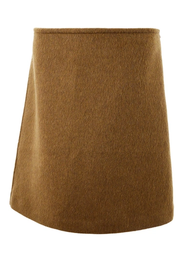 Shop Bottega Veneta Elegant Coconut Brown Pencil Women's Skirt