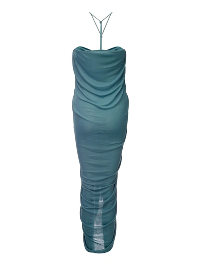 Shop Bottega Veneta Elegant Asymmetric Green Viscose Women's Dress