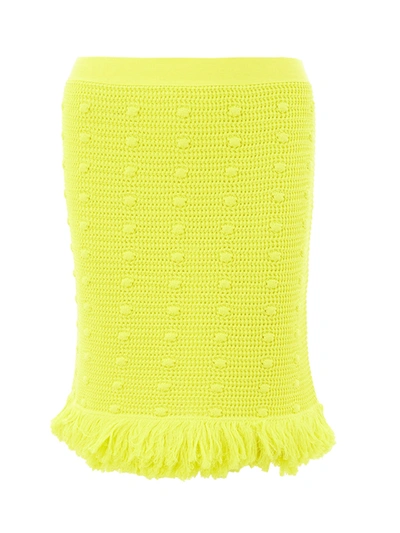 Shop Bottega Veneta Radiant Yellow Fringed Pencil Women's Skirt