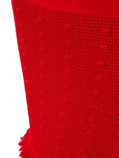 Shop Bottega Veneta Elegant Red Pompom Detail Pencil Women's Skirt