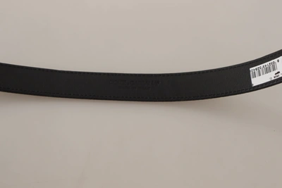 Dolce & Gabbana Black Calf Canvas Silver Tone Logo Metal Belt In Black