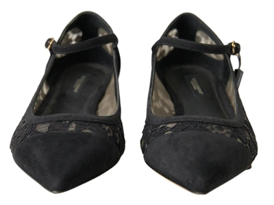 Shop Dolce & Gabbana Black Lace Loafers Ballerina Flats Women's Shoes