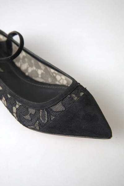 Shop Dolce & Gabbana Black Lace Loafers Ballerina Flats Women's Shoes