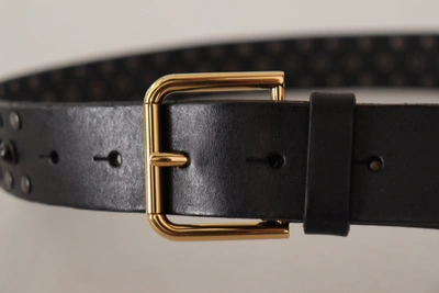 Shop Dolce & Gabbana Elegant Leather Belt With Logo Engraved Men's Buckle In Black