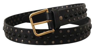 Shop Dolce & Gabbana Elegant Leather Belt With Logo Engraved Men's Buckle In Black