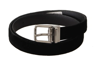 Shop Dolce & Gabbana Elegant Velvet Designer Men's Belt In Black