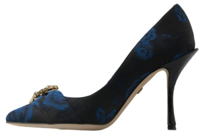 Shop Dolce & Gabbana Blue Floral Ayers Crystal Pumps Women's Shoes