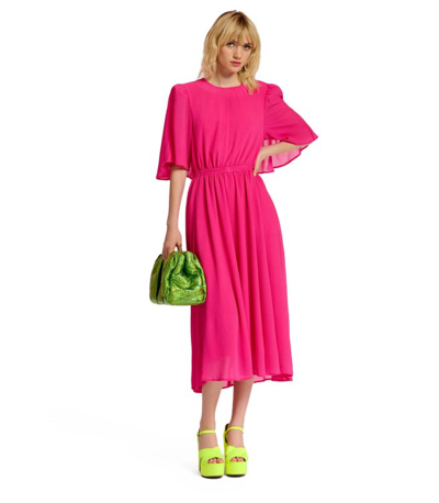 Shop Essentiel Antwerp Dazzers Fuchsia Midi Dress In Pink