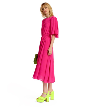Shop Essentiel Antwerp Dazzers Fuchsia Midi Dress In Pink