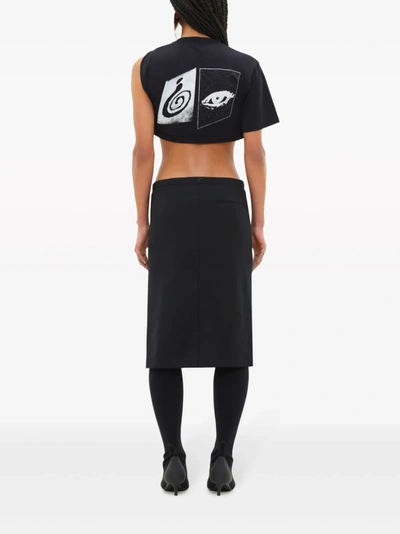 Shop Courrèges Courreges Women Shoulder Twist Printed T-shirt In 9999 Black