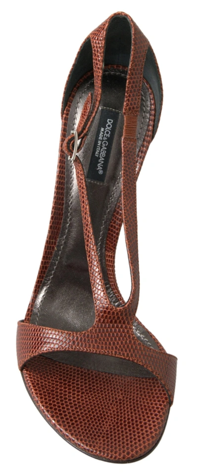 Shop Dolce & Gabbana Brown Leather High Heels Sandals Women's Shoes