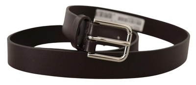 Shop Dolce & Gabbana Elegant Leather Belt With Engraved Logo Men's Buckle In Black