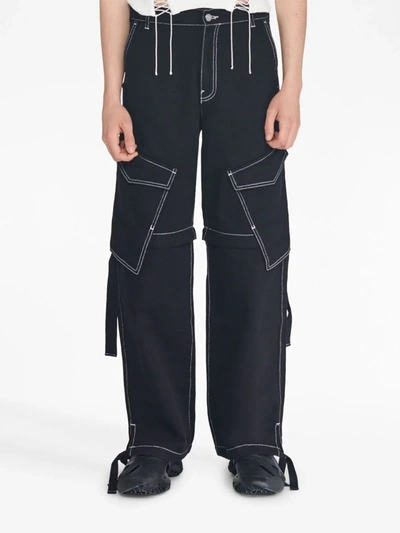 Shop Dion Lee Unisex Denim Parachute Pants In Black