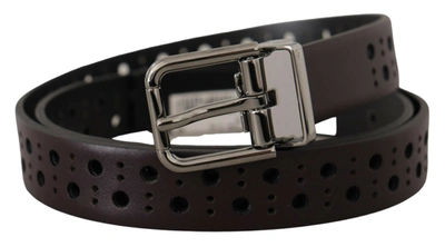 Shop Dolce & Gabbana Elegant Dark Purple Leather Men's Belt
