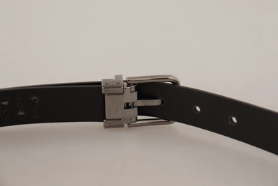 Dolce & Gabbana Dark Purple Perforated Leather Metal Buckle Belt In Purple