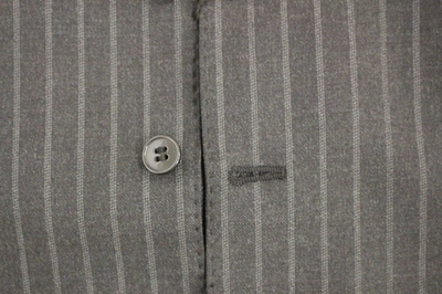 Dolce & Gabbana Black Striped Wool Single Breasted Vest In Gray