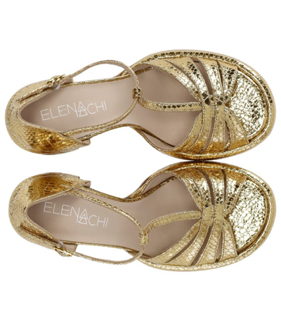 Shop Elena Iachi Indiana Gold Heeled Sandal