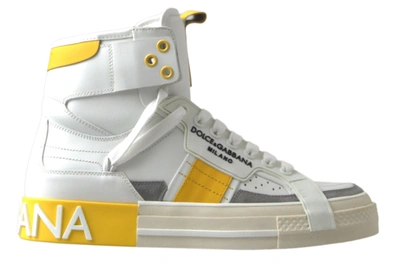 Shop Dolce & Gabbana Multicolor Colorblock Leather High Top Sneakers Women's Shoes