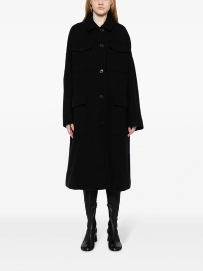 Shop Dries Van Noten Women Heavy Felt Wool Coat In Black