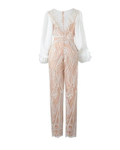 Shop Gemy Maalouf Jumpsuit With Laser-cut Sleeves - Jumpsuits In Neutrals