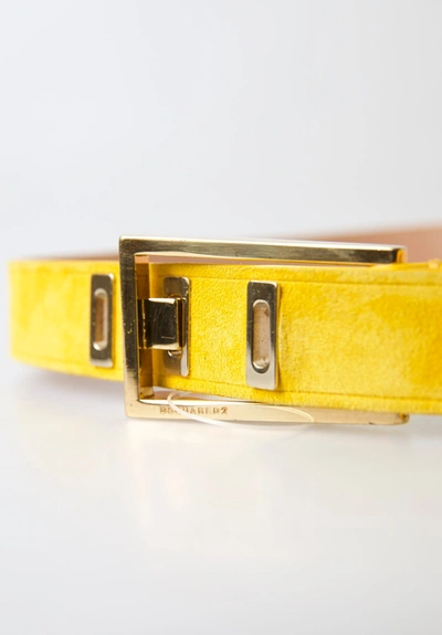 Shop Dsquared² Chic Yellow Suede Leather Waist Women's Belt