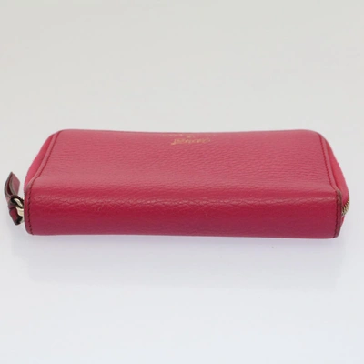 Shop Gucci Zip Around Pink Leather Wallet  ()