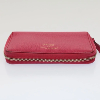 Shop Gucci Zip Around Pink Leather Wallet  ()