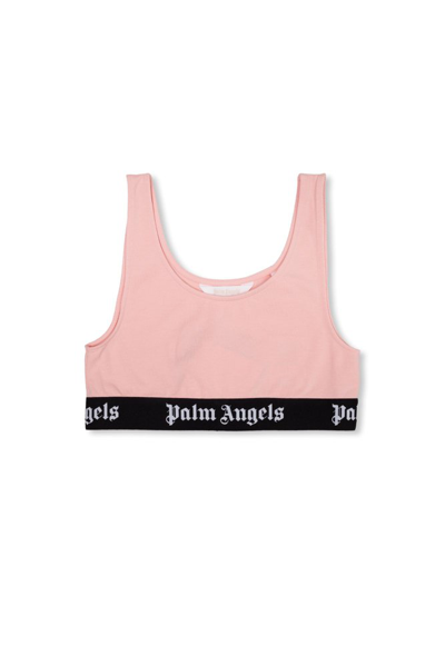 Shop Palm Angels Kids Waistband Logo Sporty Top In Pink